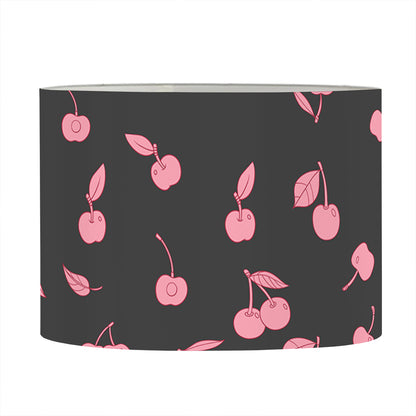 Pink Cherry Pattern Print Drum Lamp Shade