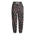 Pink Cherry Pattern Print Fleece Lined Knit Pants
