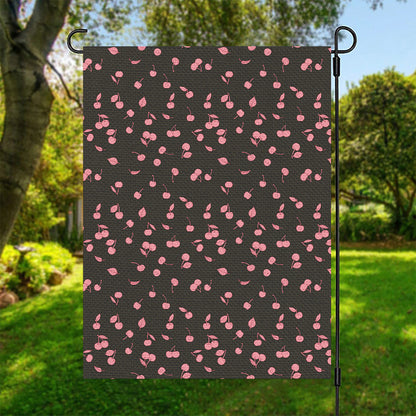 Pink Cherry Pattern Print Garden Flag