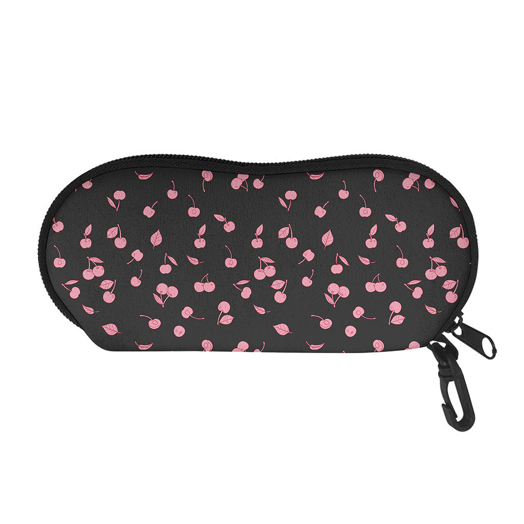 Pink Cherry Pattern Print Glasses Case