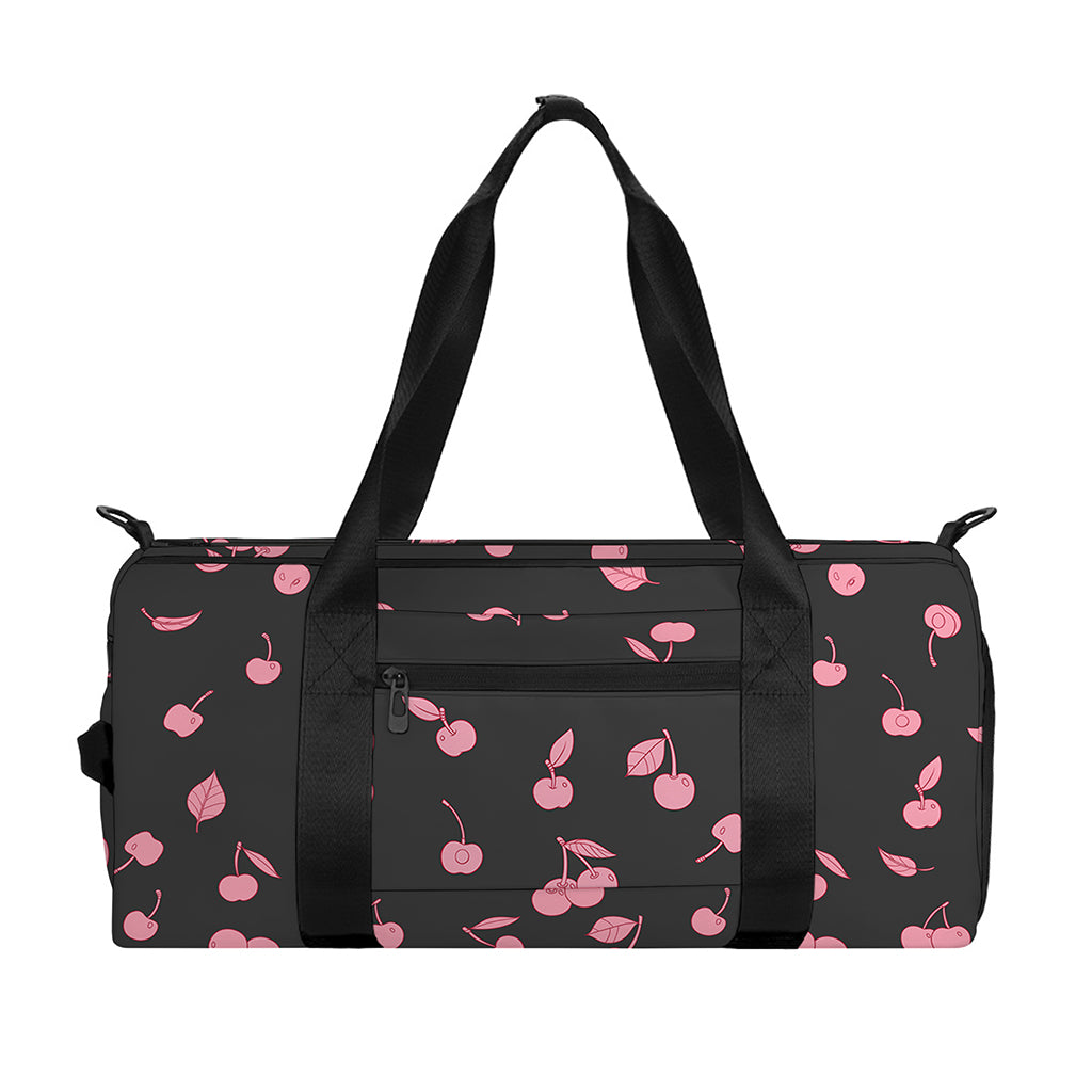Pink Cherry Pattern Print Gym Bag