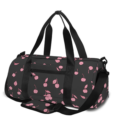 Pink Cherry Pattern Print Gym Bag