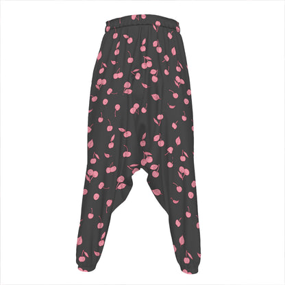 Pink Cherry Pattern Print Hammer Pants