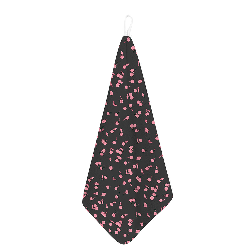 Pink Cherry Pattern Print Hand Towel