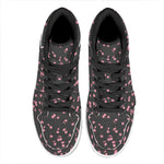 Pink Cherry Pattern Print High Top Leather Sneakers