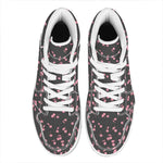 Pink Cherry Pattern Print High Top Leather Sneakers