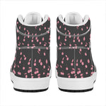 Pink Cherry Pattern Print High Top Leather Sneakers