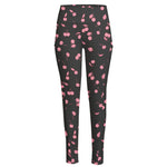 Pink Cherry Pattern Print High-Waisted Pocket Leggings