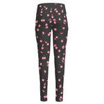 Pink Cherry Pattern Print High-Waisted Pocket Leggings