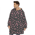 Pink Cherry Pattern Print Hoodie Blanket