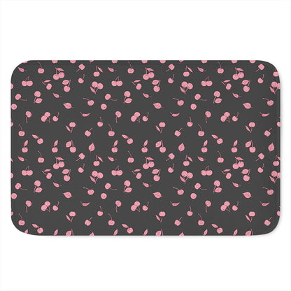 Pink Cherry Pattern Print Indoor Door Mat