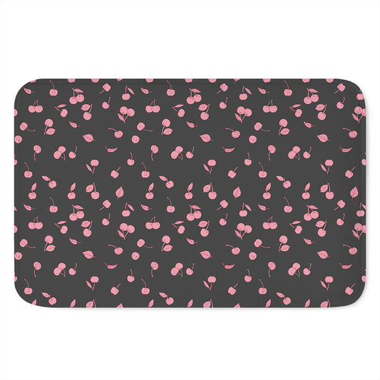 Pink Cherry Pattern Print Indoor Door Mat