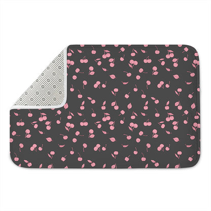 Pink Cherry Pattern Print Indoor Door Mat