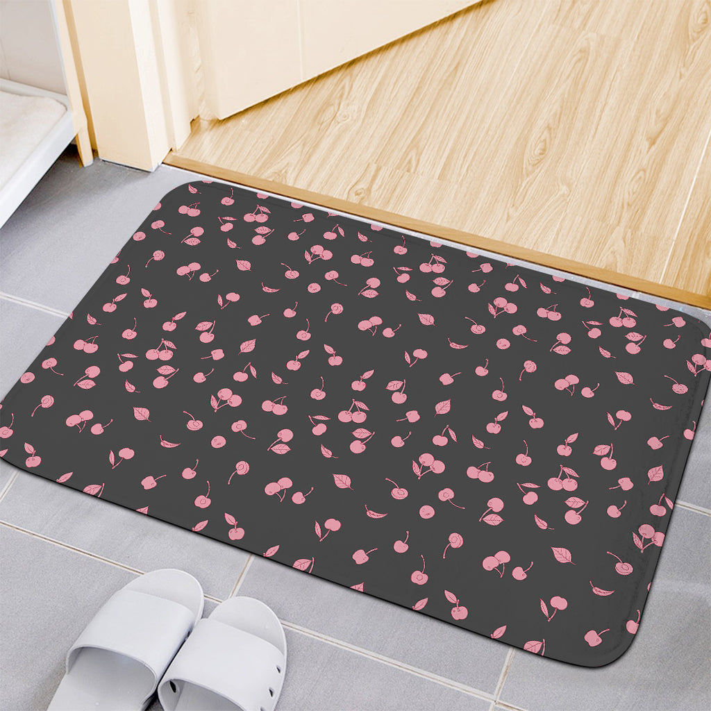 Pink Cherry Pattern Print Indoor Door Mat