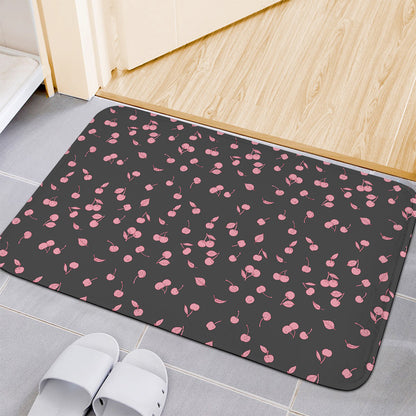 Pink Cherry Pattern Print Indoor Door Mat