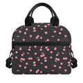 Pink Cherry Pattern Print Insulated Lunch Bag