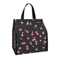 Pink Cherry Pattern Print Insulated Lunch Tote