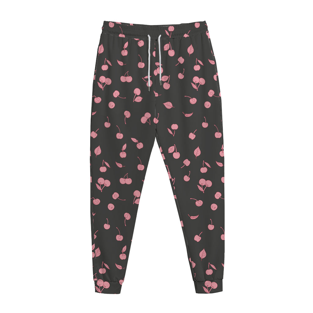 Pink Cherry Pattern Print Jogger Pants