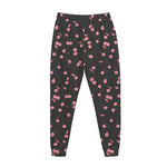 Pink Cherry Pattern Print Jogger Pants