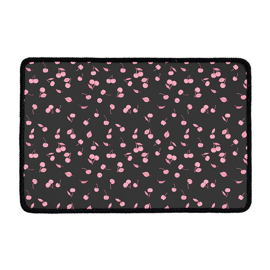 Pink Cherry Pattern Print Kitchen Mat