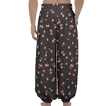 Pink Cherry Pattern Print Lantern Pants