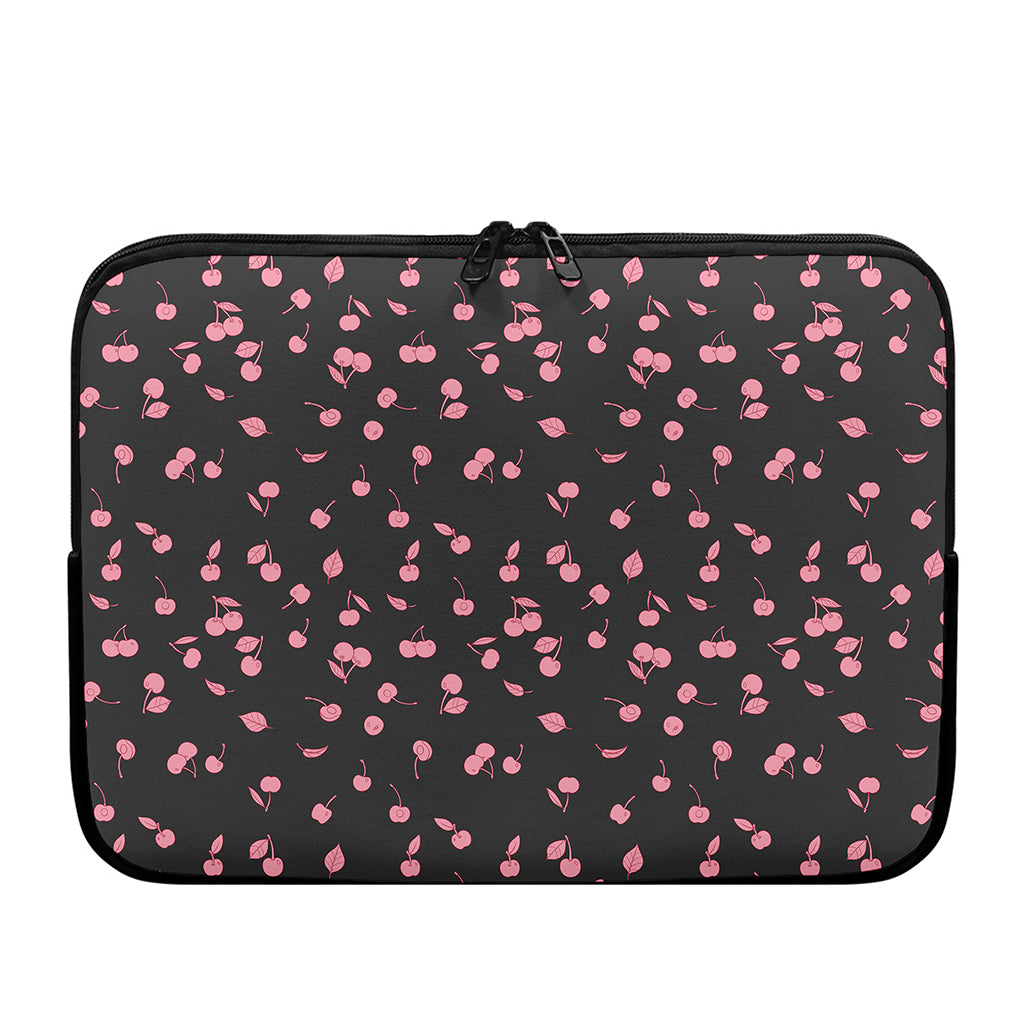 Pink Cherry Pattern Print Laptop Sleeve