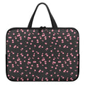 Pink Cherry Pattern Print Laptop Sleeve With Handle