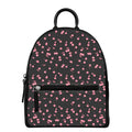 Pink Cherry Pattern Print Leather Backpack