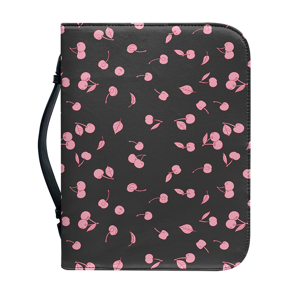 Pink Cherry Pattern Print Leather Bible Cover