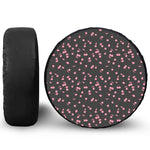 Pink Cherry Pattern Print Leather Spare Tire Cover