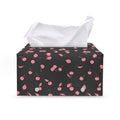 Pink Cherry Pattern Print Leather Tissue Box Cover