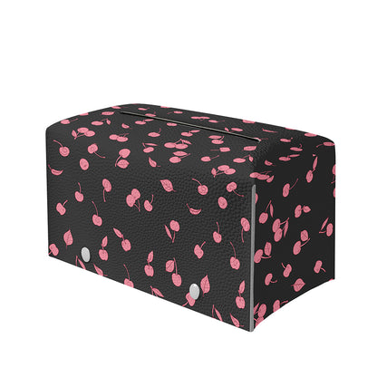 Pink Cherry Pattern Print Leather Tissue Box Cover