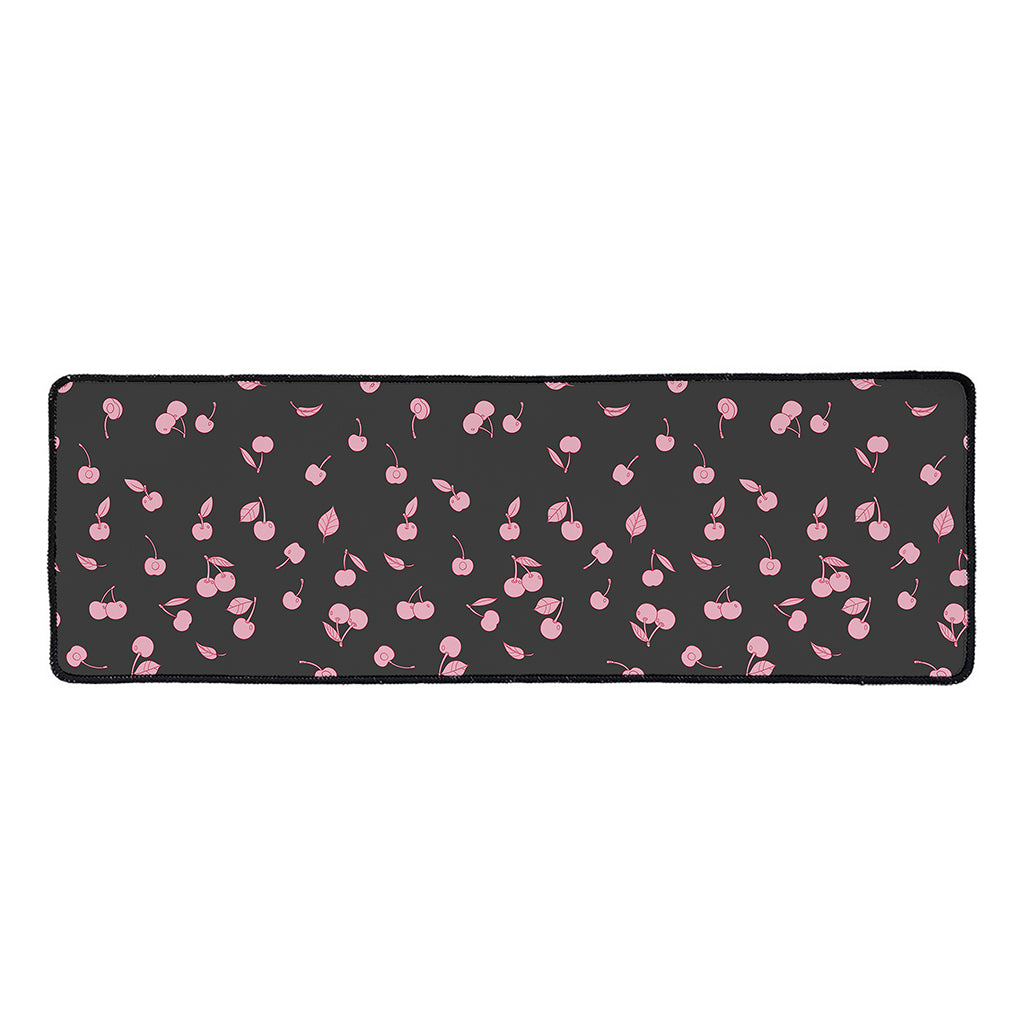 Pink Cherry Pattern Print Long Kitchen Mat