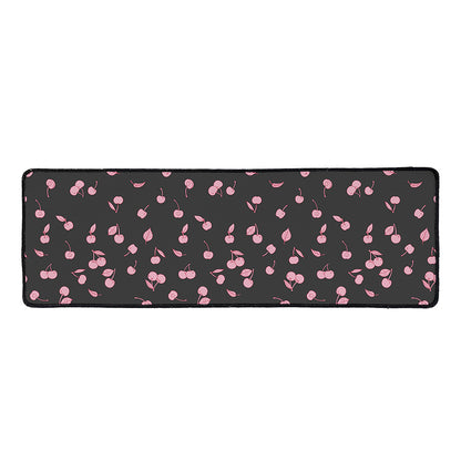 Pink Cherry Pattern Print Long Kitchen Mat