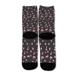 Pink Cherry Pattern Print Long Socks