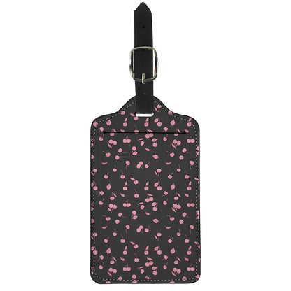 Pink Cherry Pattern Print Luggage Tag