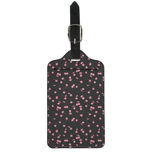 Pink Cherry Pattern Print Luggage Tag