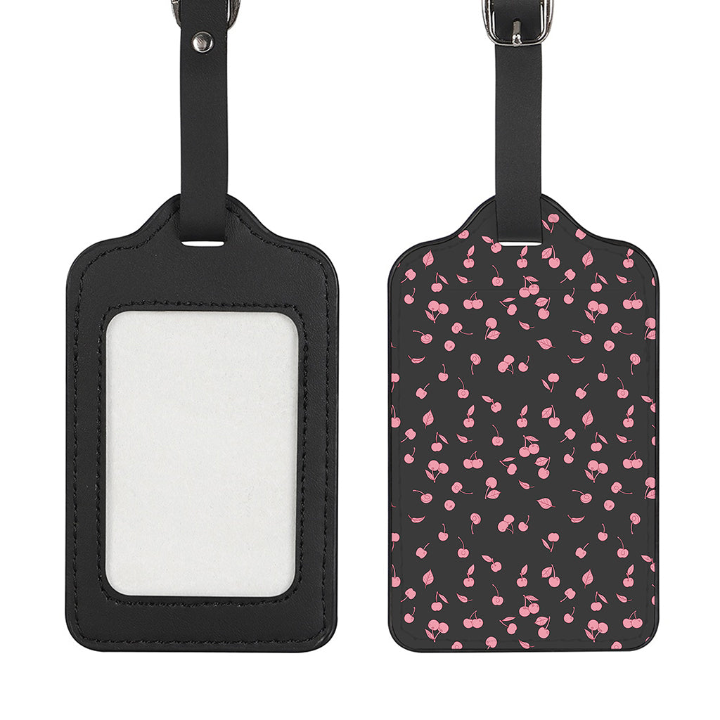Pink Cherry Pattern Print Luggage Tag