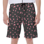 Pink Cherry Pattern Print Men's Beach Shorts