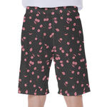 Pink Cherry Pattern Print Men's Beach Shorts