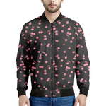 Pink Cherry Pattern Print Men's Bomber Jacket