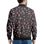 Pink Cherry Pattern Print Men's Bomber Jacket