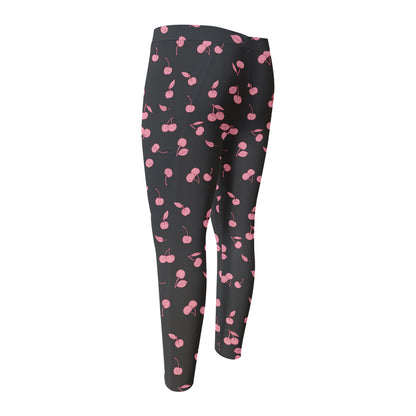 Pink Cherry Pattern Print Men's Compression Pants