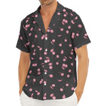 Pink Cherry Pattern Print Men's Deep V-Neck Shirt