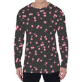 Pink Cherry Pattern Print Men's Long Sleeve T-Shirt