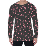Pink Cherry Pattern Print Men's Long Sleeve T-Shirt