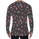 Pink Cherry Pattern Print Men's Long Sleeve T-Shirt