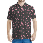 Pink Cherry Pattern Print Men's Polo Shirt