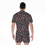 Pink Cherry Pattern Print Men's Rompers
