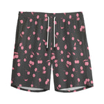 Pink Cherry Pattern Print Men's Sports Shorts